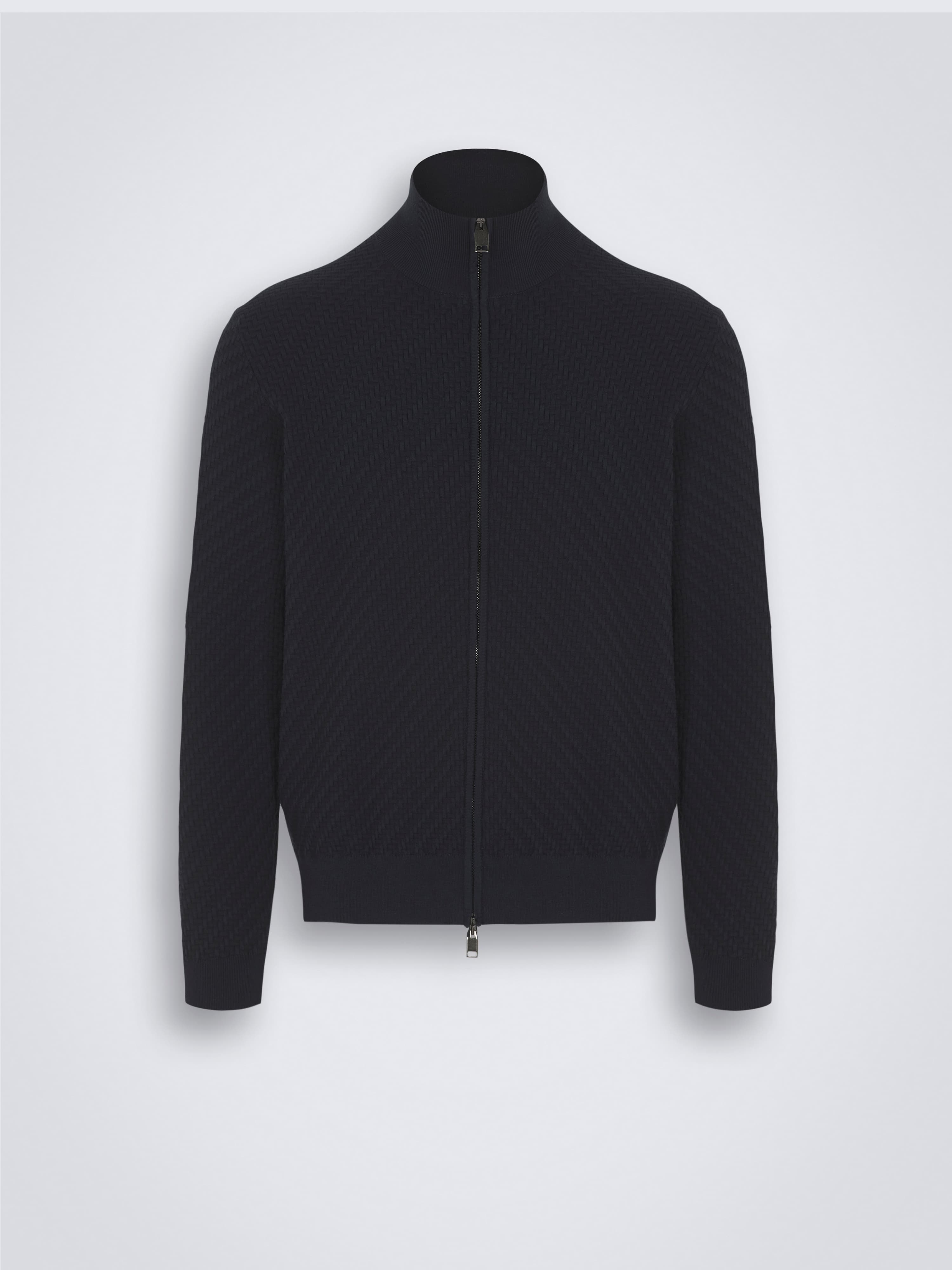 Cardigan Con Zip In Pura Lana Merino - Blu Scuro | Benetton - Foto 1