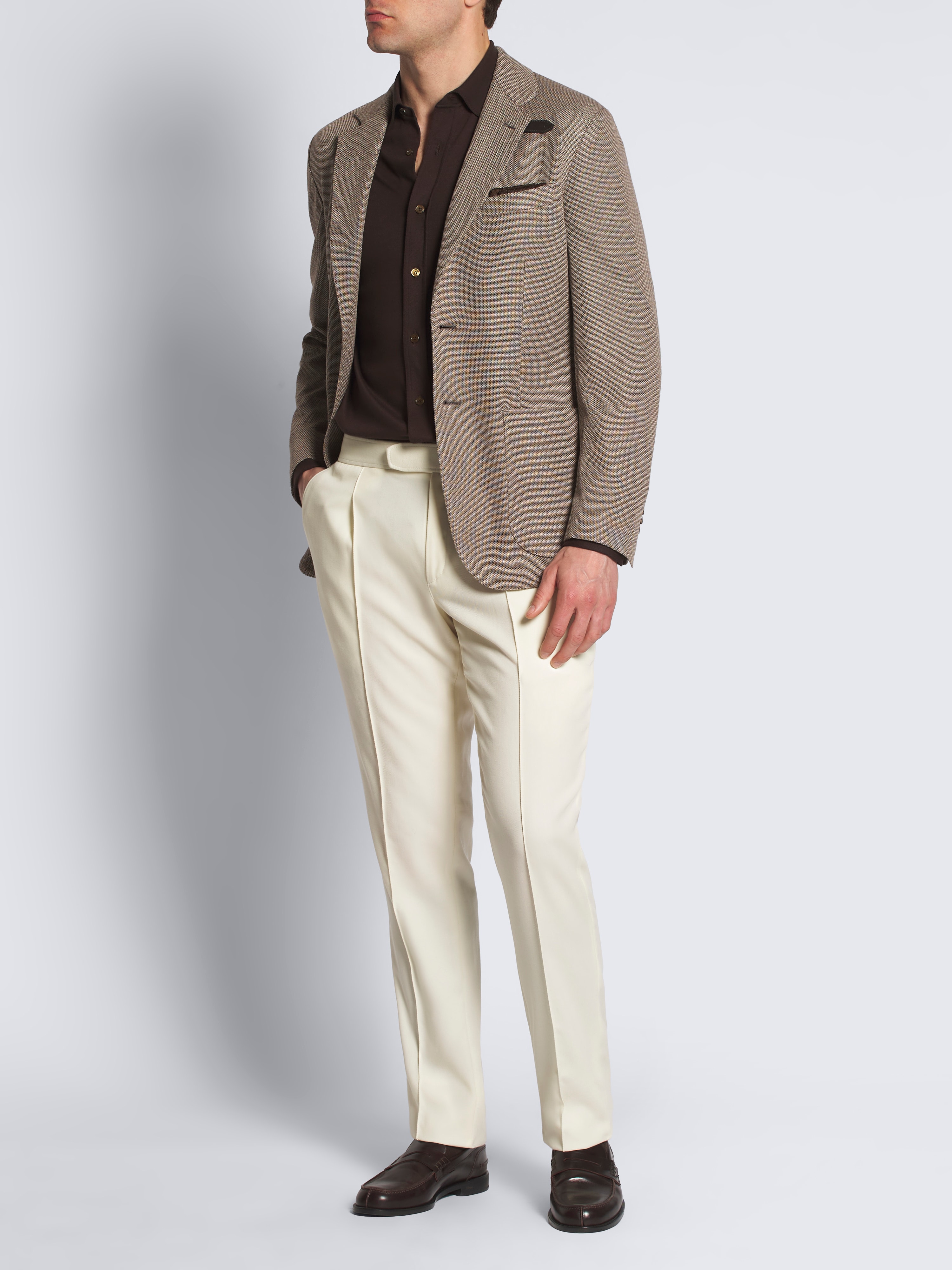 Light brown silk and wool jersey jacket