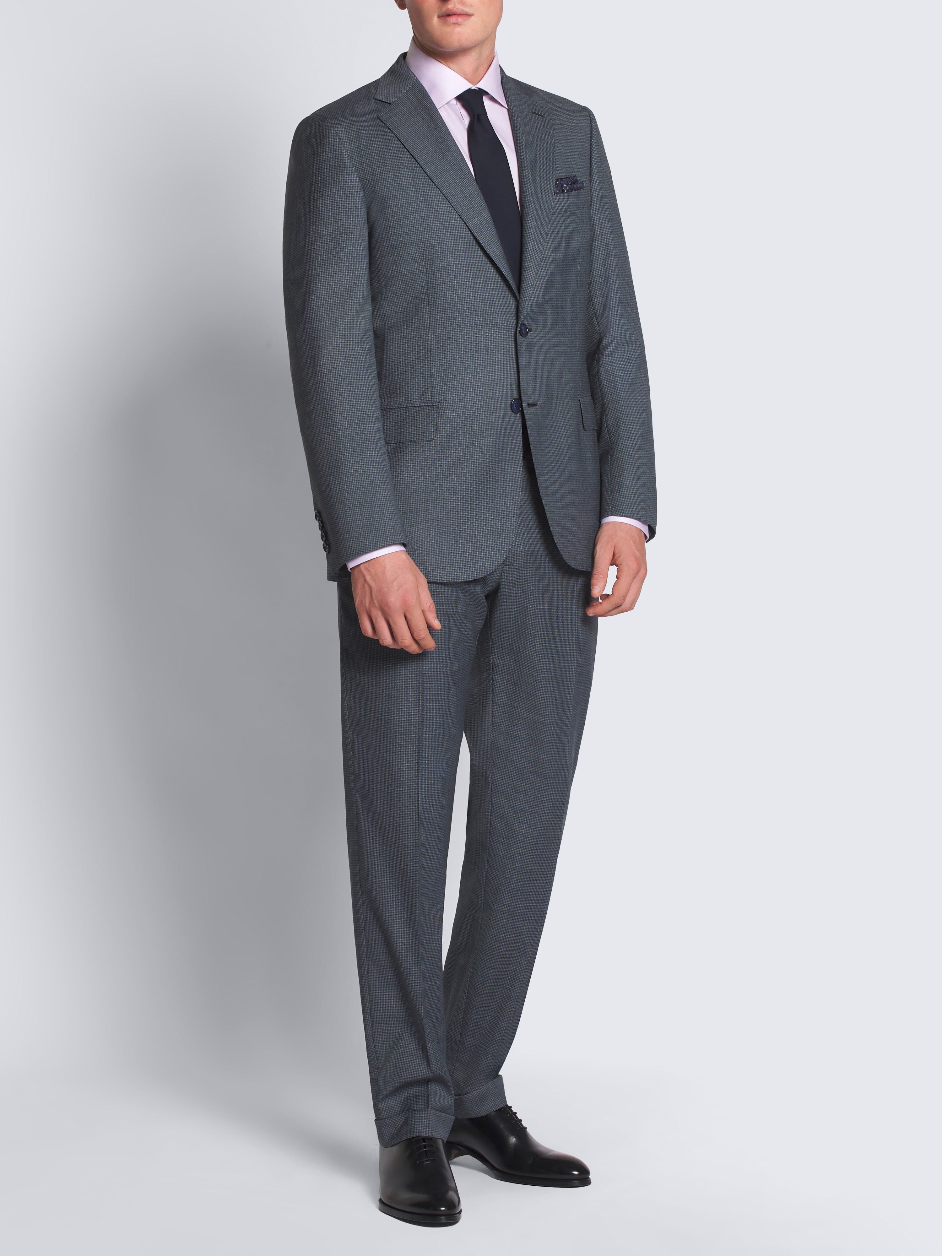 Grey and blue micro-checked Ventiquattro Plus wool Brunico suit