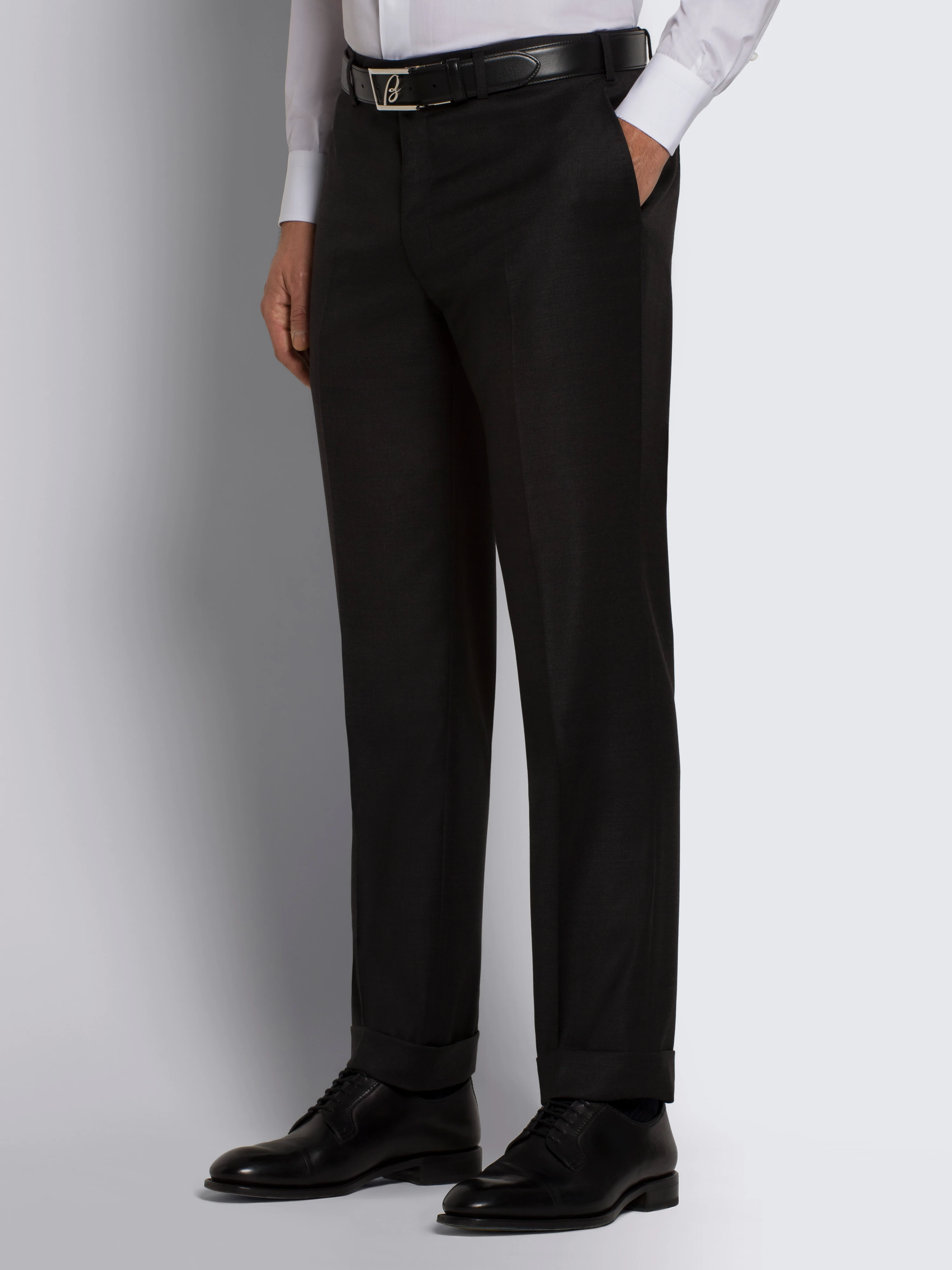 Essential charcoal grey Super 130's wool Tigullio trousers