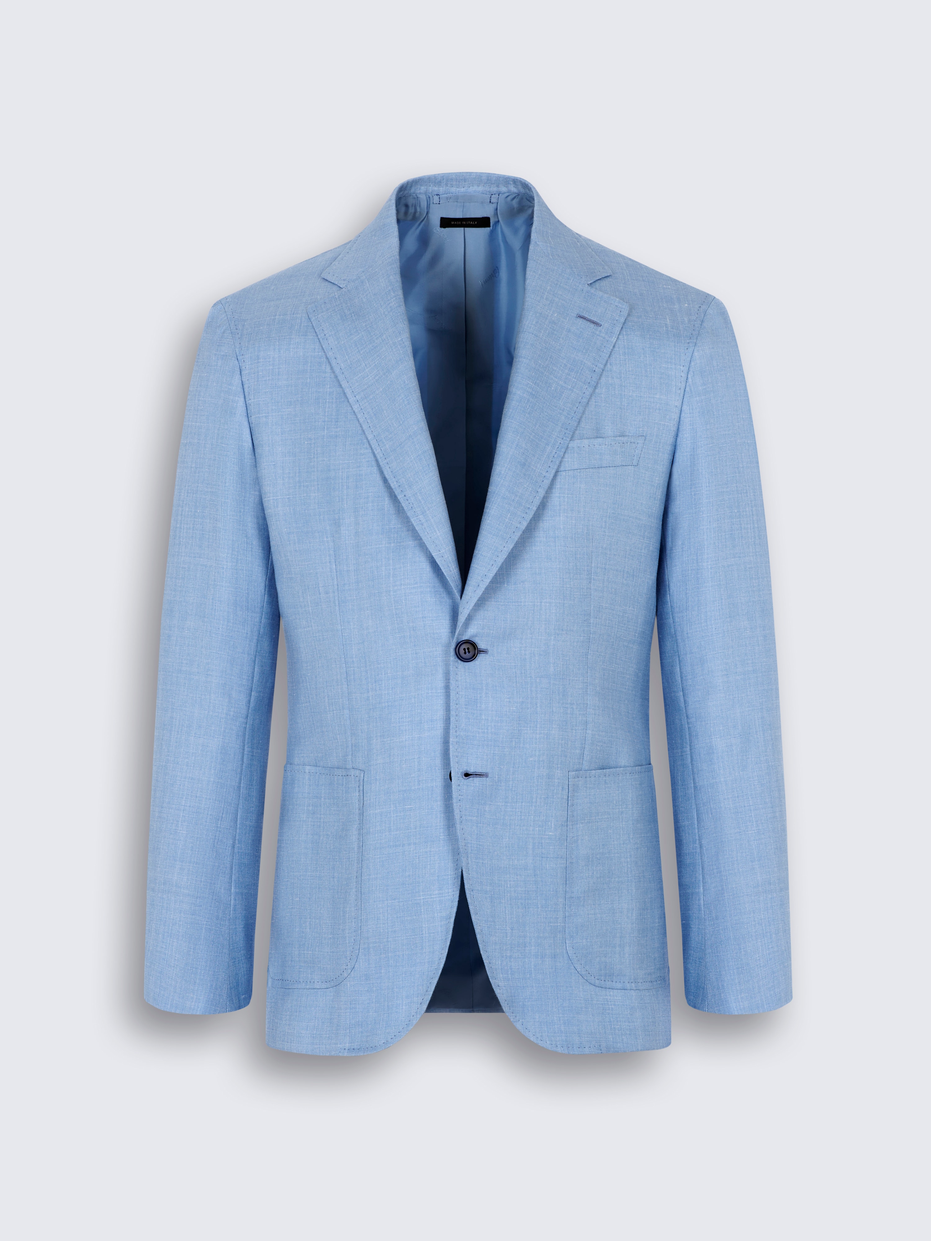go toZefiro 스카이 블루 실크 캐시미어 린넨 소피오 블레이저