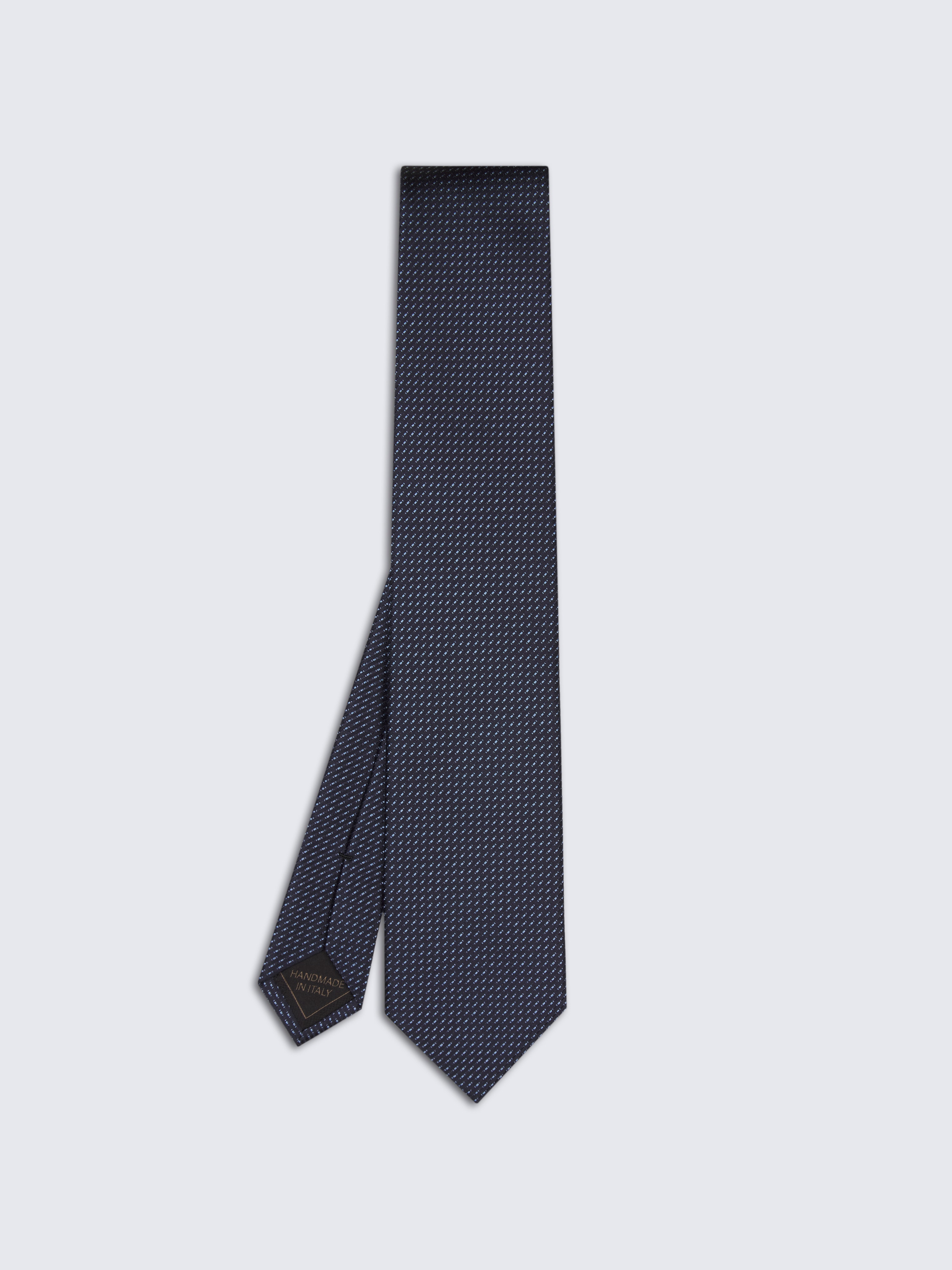 go toNavy blue and sky blue micro motif jacquard silk tie