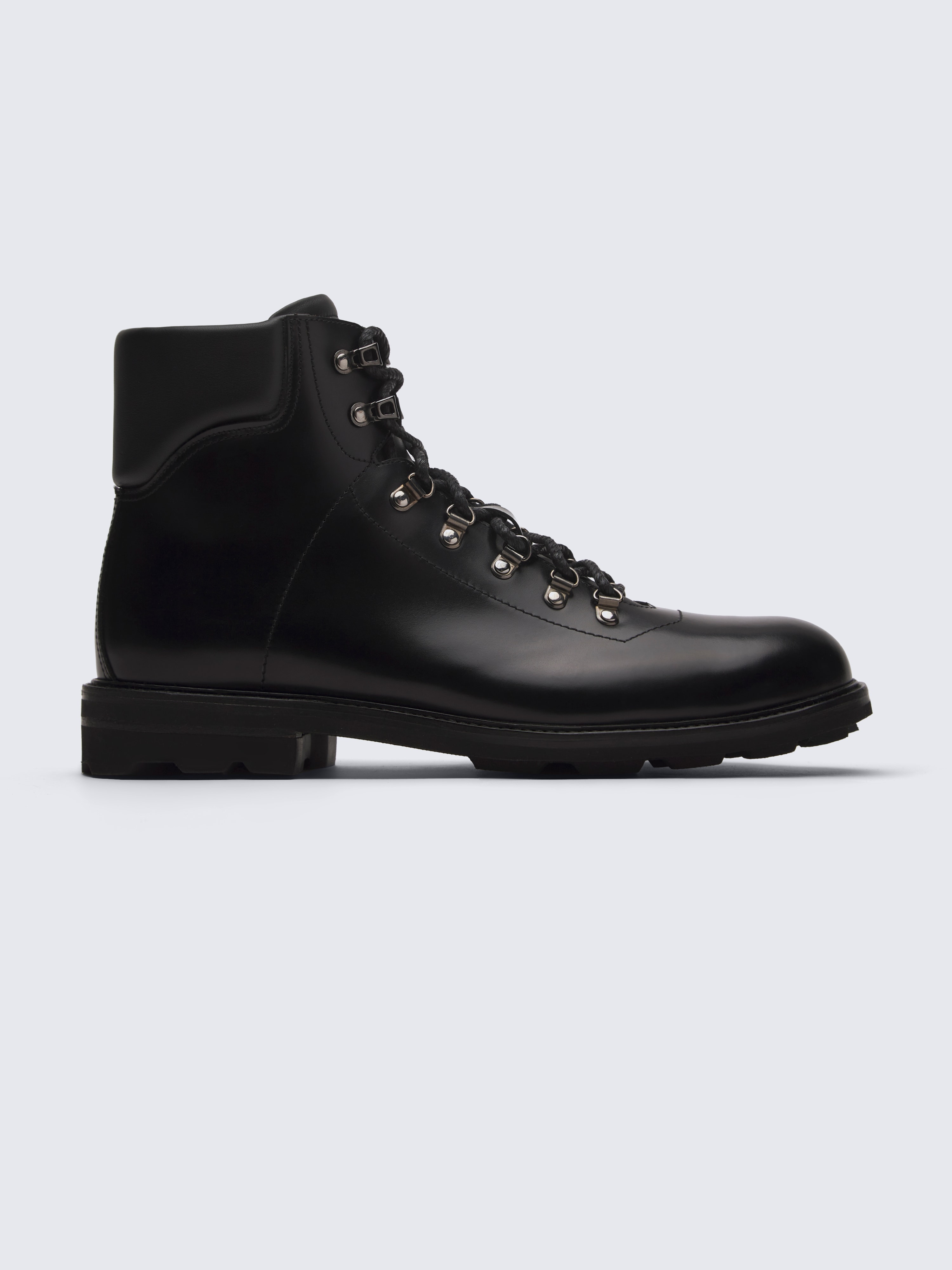 Black oiled calf leather St. Moritz hiking boots