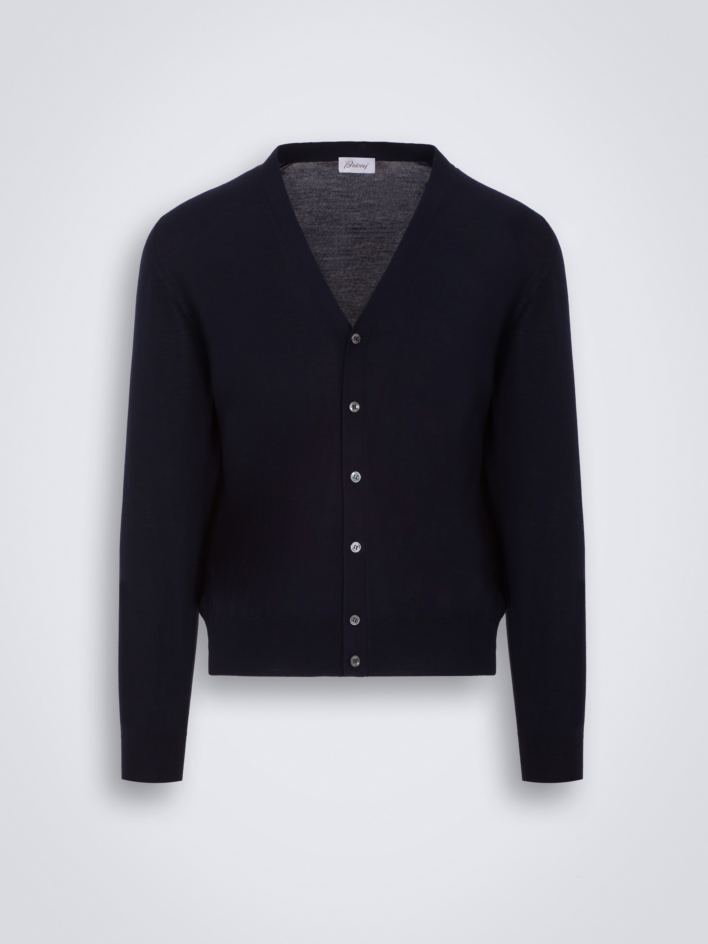 Essential-Cardigan aus mitternachtsblauer Woll-Kaschmir-Seiden-Mischung